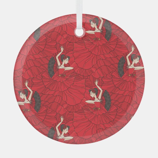 Ornement En Verre Motif de danse vintage Tango Flamenco (Recto)