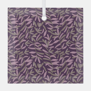 Ornement En Verre Motif de feuille rose et verte sur fond violet fon