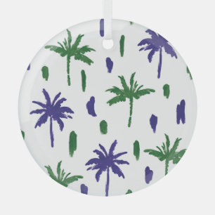 Ornement En Verre Motif de la marine Blue Green Palm