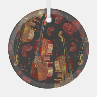 Ornement En Verre Motif de musique violon Red Heart