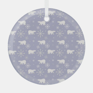 Ornement En Verre Motif de Noël avec ours polaires et flocons de nei