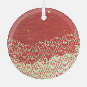 Ornement En Verre Motif de texture papier d'onde dorée