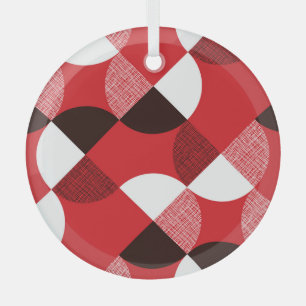 Ornement En Verre Motif dynamique en diagonale texturée rouge