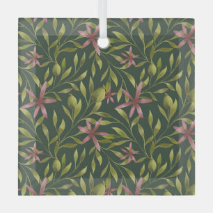 Ornement En Verre Motif élégant de fleurs roses sur fond sombre