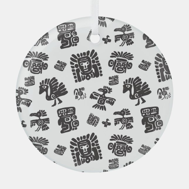 Ornement En Verre Motif ethnique noir maya (Recto)