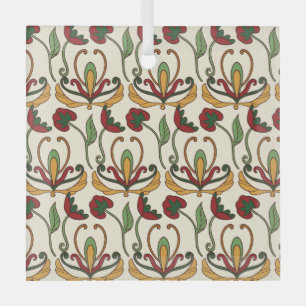 Ornement En Verre Motif floral sans couture avec des fleurs rouges e