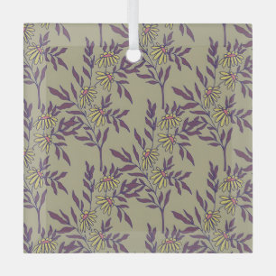 Ornement En Verre Motif floral vibrant avec des marguerites jaunes