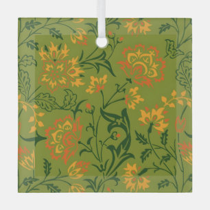 Ornement En Verre Motif floral vibrant : Fleurs jaunes et orange
