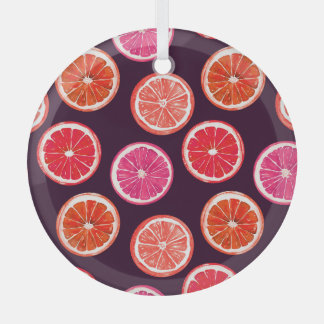 Ornement En Verre Motif foncé Citrus peint à la main