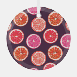 Ornement En Verre Motif foncé Citrus peint à la main