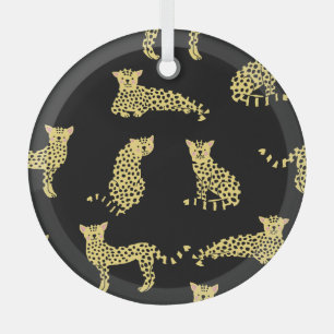 Ornement En Verre Motif léopard : Arrière - plan noir Cheetah