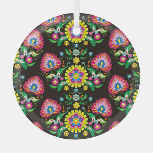 Ornement En Verre Motif populaire fleurie : tuiles rétro colorées