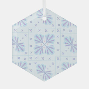 Ornement En Verre Motif répétitif floral géométrique bleu pastel