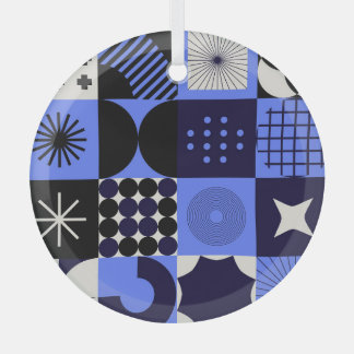 Ornement En Verre Motif rétrofuturiste Gras Géométrique Bauhaus