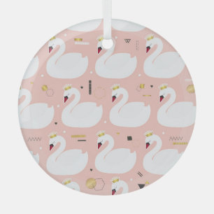 Ornement En Verre Motif sans couture avec cygnes blancs.
