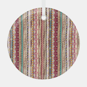 Ornement En Verre Motif tribal Boho ethnique coloré
