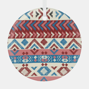 Ornement En Verre Motif tribal coloré tiré à la main