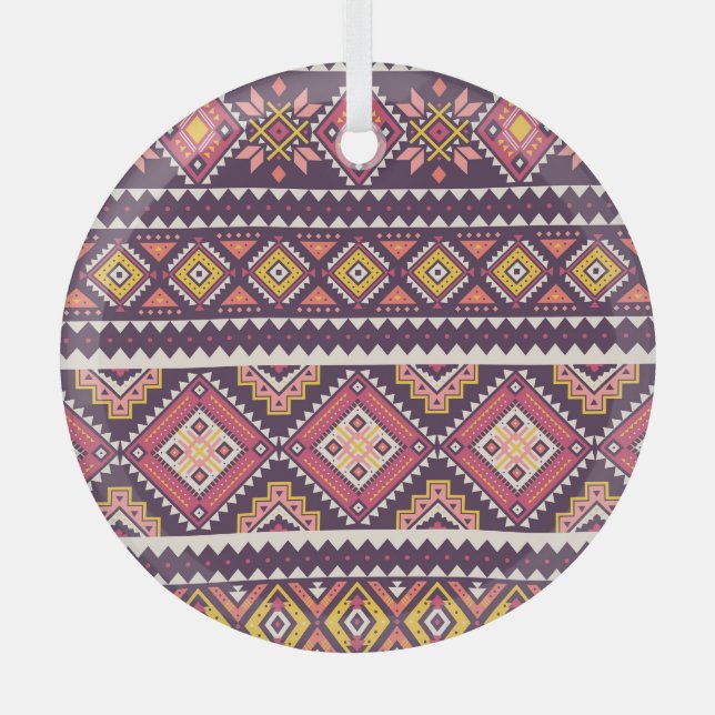 Ornement En Verre Motif tribal rayé, géométrique sans couture. (Recto)