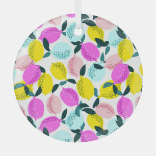 Ornement En Verre Motif Vintage aux citrons à main