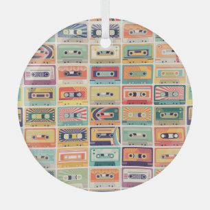 Ornement En Verre Motif Vintage Retro Cassette Tapes