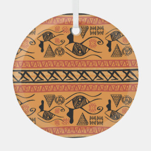 Ornement En Verre Motif Vintage Tribal Égyptien À Rayures.