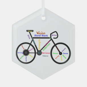 Ornement En Verre Motivational Bike Words For Bikers Cyclers pour lu