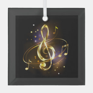 Ornement En Verre Musique de clé de sol en or