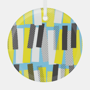 Ornement En Verre Musique jazz, motif géométrique bleu jaune.