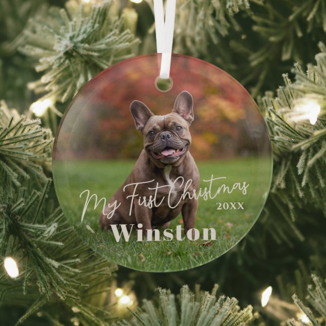 Ornement En Verre My First Christmas Custom Pet Name Photo (Insitu)