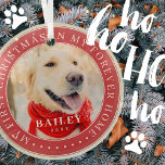 Ornement En Verre My First Christmas Forever Home Modern Pet Photo<br><div class="desc">This simple and classic design is composed of serif typography and add a custom photo. "My First Christmas in my forever home" encircles the custom photo.</div>