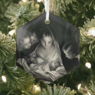 Ornement En Verre Nativité Bébé Jésus Vierge Marie Anges Noël
