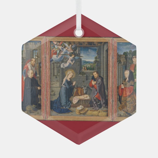 Ornement En Verre Nativité Scène Belle Religieuse Jésus Noël (Recto)