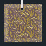 Ornement En Verre Natural Floral Pattern: Golden Accents  Dark Canva<br><div class="desc">Seamless floral pattern with golden leaves and clusters of round flowers on a dark brown background. The warm tones create an elegant,  natural feel.</div>