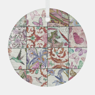 Ornement En Verre Nature Patchwork : Chic Arrière - plan sans coutur