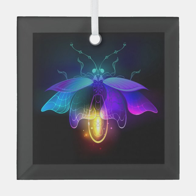 Ornement En Verre Neon Firefly sur noir (Recto)