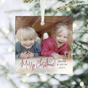 Ornement En Verre N'Importe Quel Texte Revêtement De Photo Simple Sc