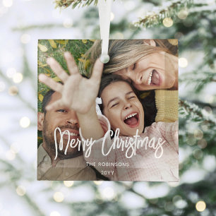 Ornement En Verre N'Importe Quel Texte Revêtement Photo Moderne Bros