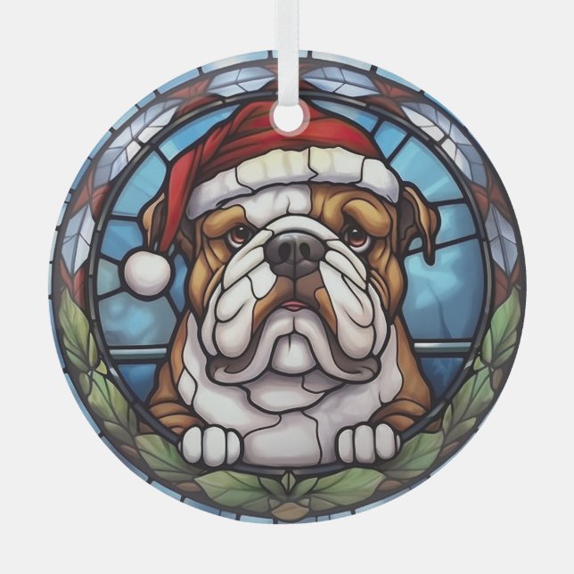 Ornement En Verre Noël à Bulldog en verre tendu (Recto)