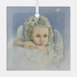 Ornement En Verre Noël Angel Carré