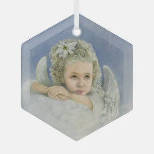 Ornement En Verre Noël Angel Hexagon