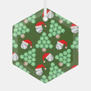 Ornement En Verre Noël Arbre Baseball Chapeaux de Père Noël