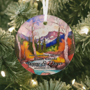 Ornement En Verre Noël Banff Canada Maximaliste Engagé Couple