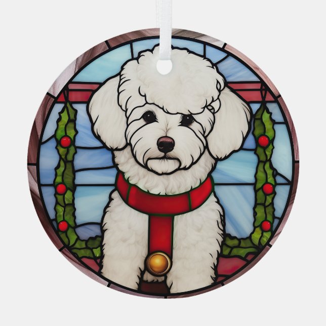 Ornement En Verre Noël Bichon Frise en verre tendu (Verso)