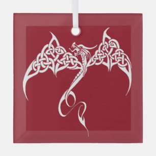 Ornement En Verre Noël celtique tribal dragon rouge blanc