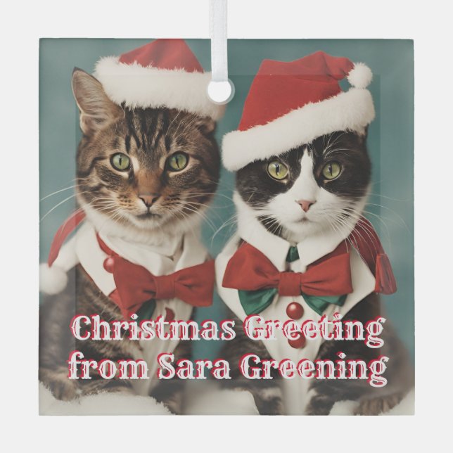 Ornement En Verre Noël Chats Verre personnalisé Cute Kittens (Recto)