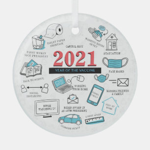 Ornement En Verre Noël Covid Memorabilia Vaccine Année 2021