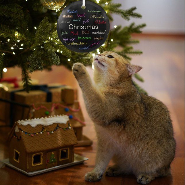 Ornement En Verre Noël dans le monde en cercle noir (Créateur téléchargé)