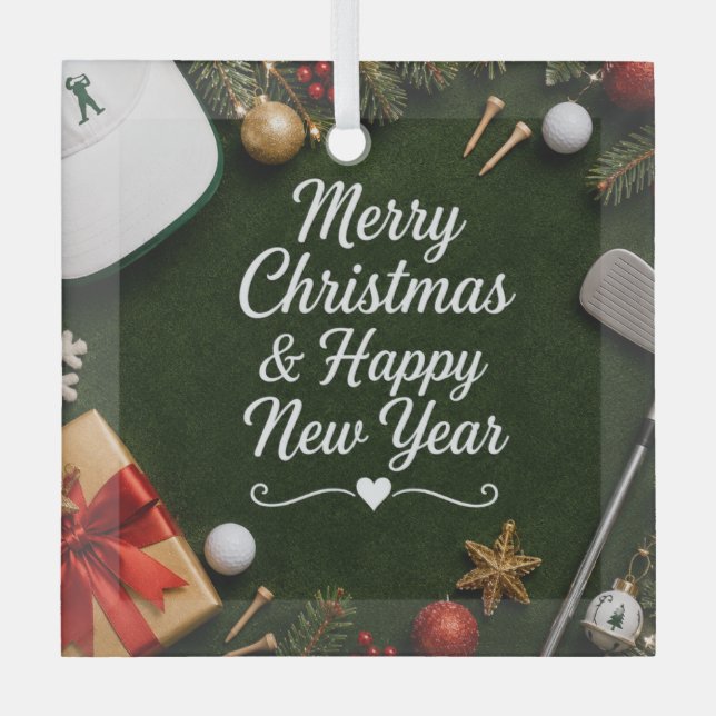 Ornement En Verre Noël de golf Vacances (Recto)