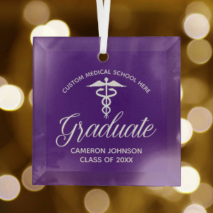 Ornement En Verre Noël de remise de diplôme de l'école de médecine v