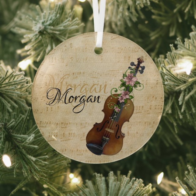 Ornement En Verre Noël de violon personnalisé (Insitu)